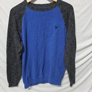 American Eagle Outfitters Blue and Charcoal Crewneck Sweater
